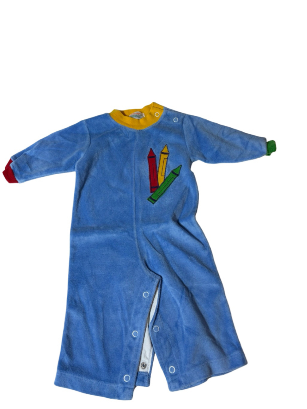Vintage Health Tex Crayon Romper Long Sleeve One Piece Baby Blue USA 9M